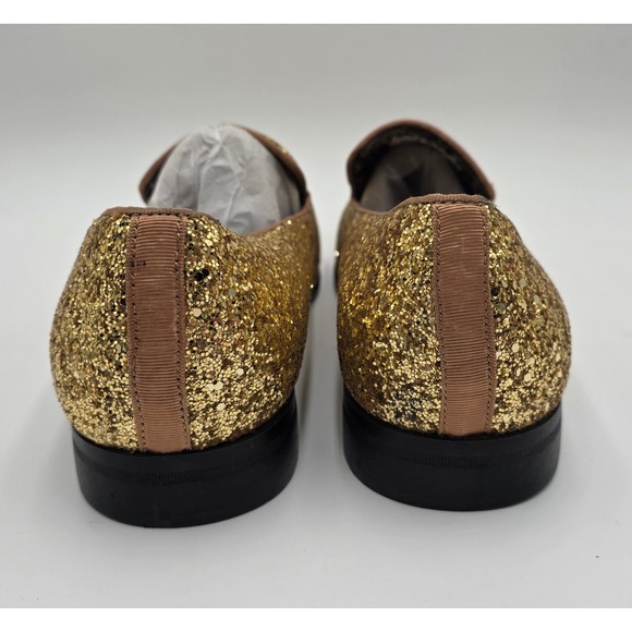 After Midnight Men\'s Gold Glitter Formal Loafers Red Bottom Dress Shoes Size 12